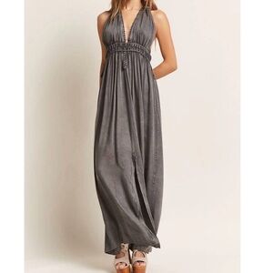 Boho Me Plunging Halter Maxi Dress